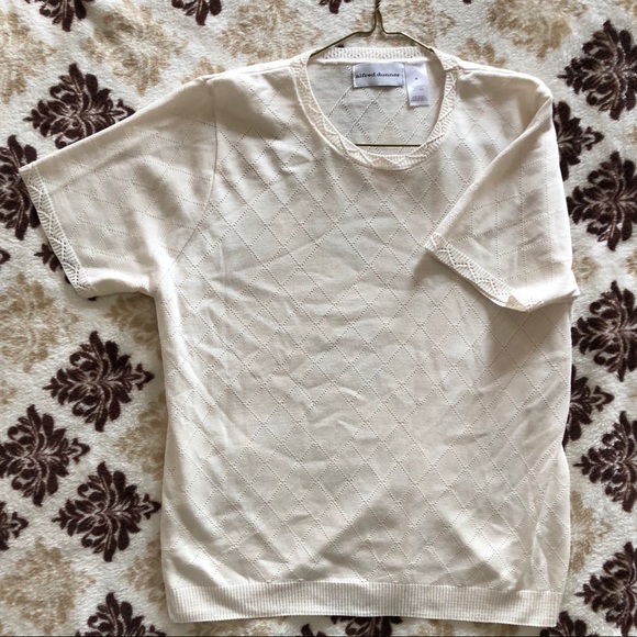Alfred Dunner Vintage Knit Short Sleeve Blouse - Picture 2 of 2